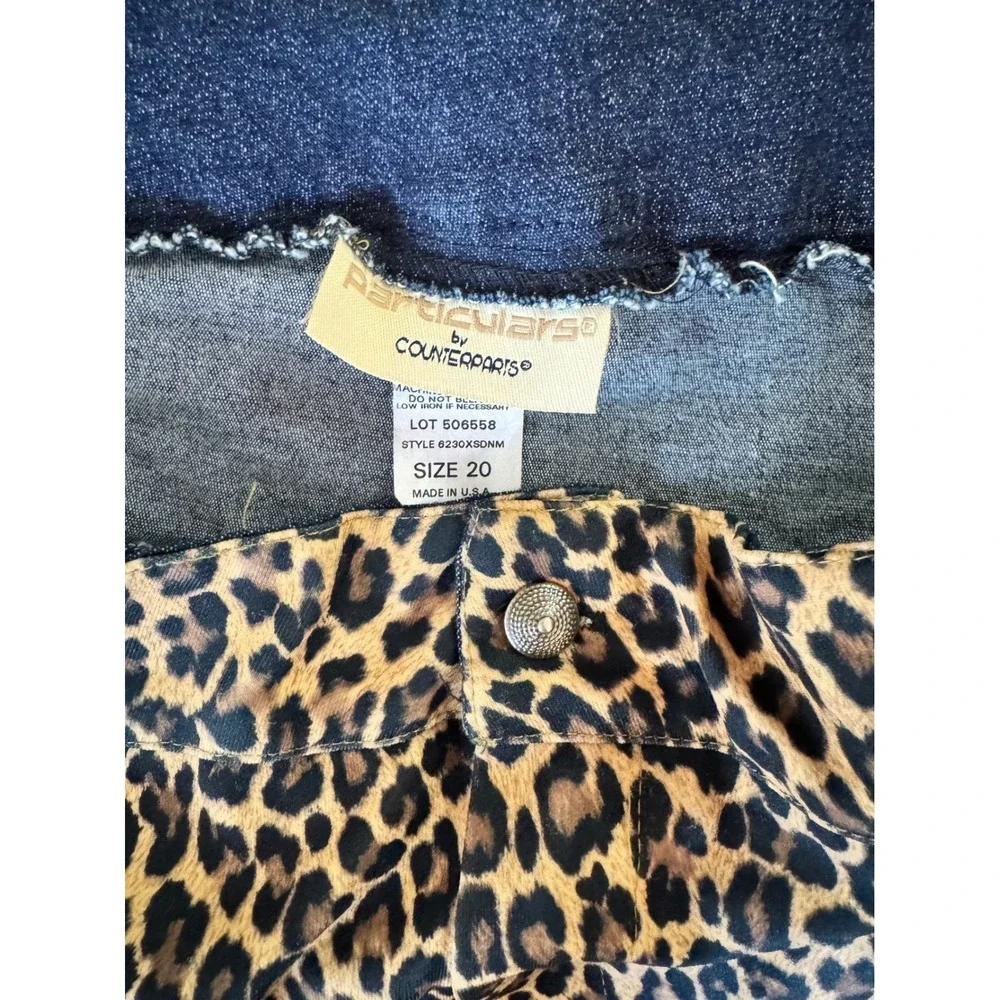 G.D.S. Goddess Leopard Print Shirt & Particulars Denim Back Skirt Set 2X 20